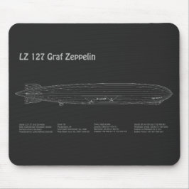LZ 127 Graf Zeppelin - Airship Blueprint Plans PD Mousepad