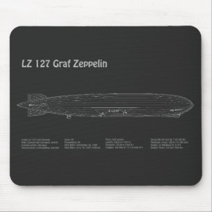LZ 127 Graf Zeppelin - Airship Blueprint Plans PD Mousepad