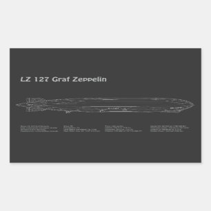 LZ 127 Graf Zeppelin - Airship Blueprint Plans PD Rechteckiger Aufkleber