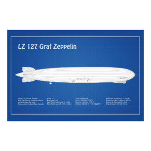 LZ 127 Graf Zeppelin - Luftschiff Blueprint Plans  Fotodruck