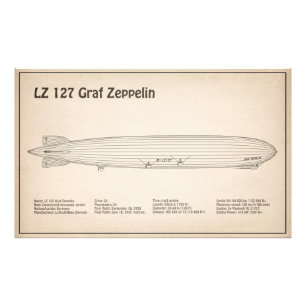 LZ 127 Graf Zeppelin - Luftschiff Blueprint Plans Fotodruck