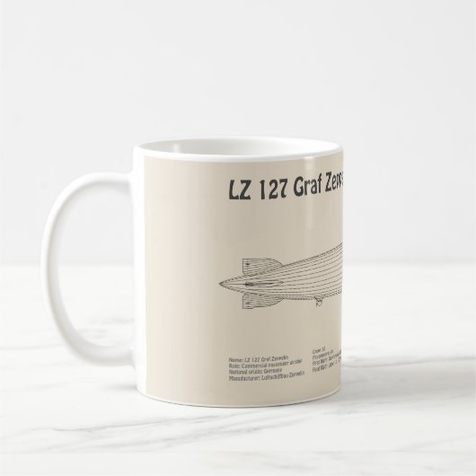 LZ 127 Graf Zeppelin - Luftschiff Blueprint Plans Kaffeetasse (Links)