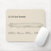 LZ 127 Graf Zeppelin - Luftschiff Blueprint Plans  Mousepad (Mit Mouse)