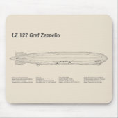 LZ 127 Graf Zeppelin - Luftschiff Blueprint Plans  Mousepad (Vorne)