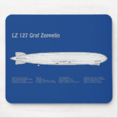 LZ 127 Graf Zeppelin - Luftschiff Blueprint Plans Mousepad (Vorne)