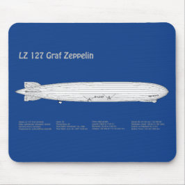 LZ 127 Graf Zeppelin - Luftschiff Blueprint Plans  Mousepad
