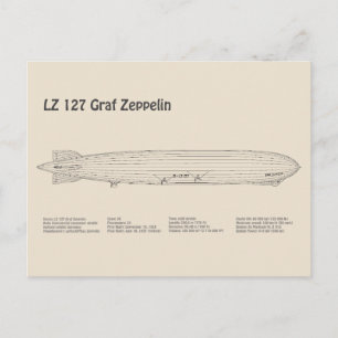 LZ 127 Graf Zeppelin - Luftschiff Blueprint Plans Postkarte