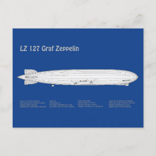 LZ 127 Graf Zeppelin - Luftschiff Blueprint Plans  Postkarte