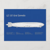 LZ 127 Graf Zeppelin - Luftschiff Blueprint Plans Postkarte (Vorderseite)