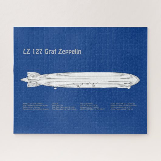 LZ 127 Graf Zeppelin - Luftschiff Blueprint Plans Puzzle (Horizontal)