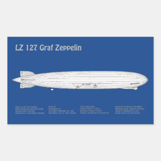 LZ 127 Graf Zeppelin - Luftschiff Blueprint Plans Rechteckiger Aufkleber