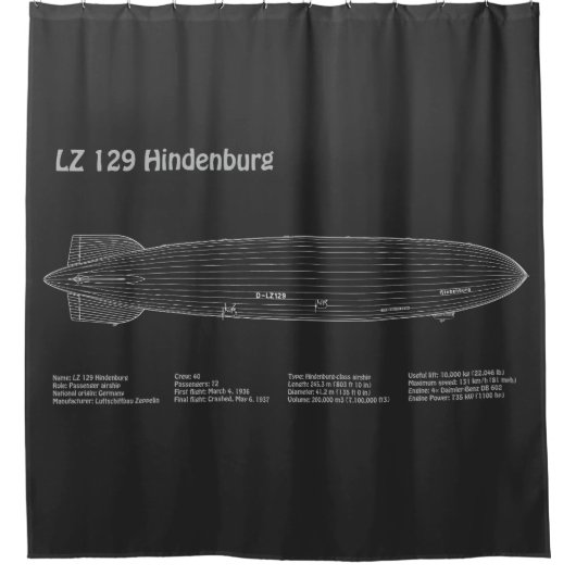 LZ 129 Hindenburg - Flugplan PD Duschvorhang (Vorderseite)