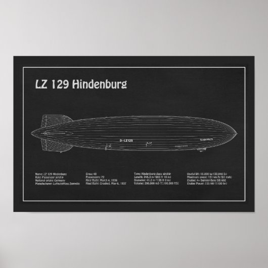 LZ 129 Hindenburg - Flugplan PD Poster (Vorne)