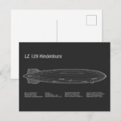 LZ 129 Hindenburg - Flugplan PD Postkarte (Vorne/Hinten)
