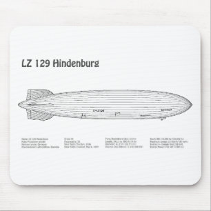 LZ 129 Hindenburg - Luftschiff Blueprint Plans BD Mousepad