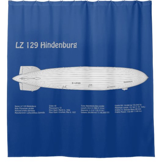LZ 129 Hindenburg - Luftschifffahrtspläne ABD Duschvorhang (Vorderseite)