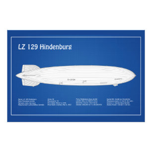 LZ 129 Hindenburg - Luftschifffahrtspläne ABD Fotodruck