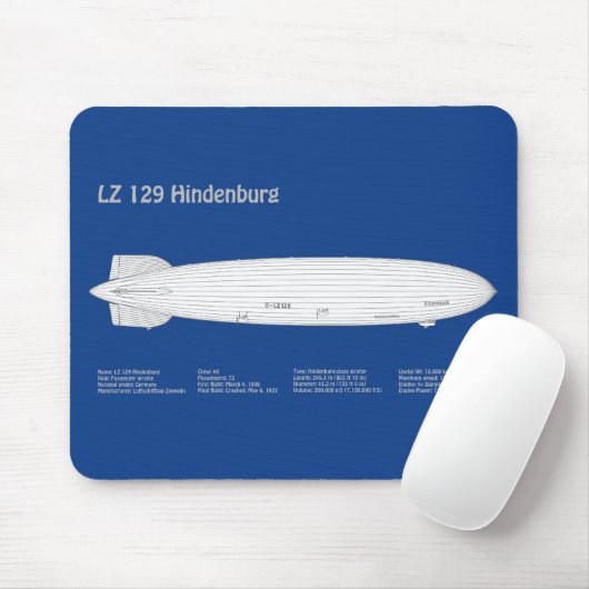 LZ 129 Hindenburg - Luftschifffahrtspläne ABD Mousepad (Mit Mouse)