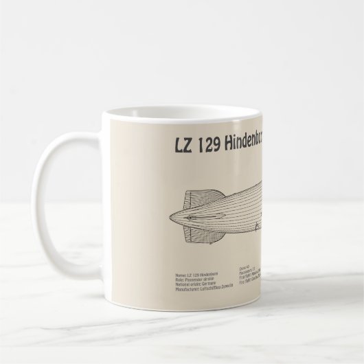 LZ 129 Hindenburg - Luftschifffahrtspläne SD Kaffeetasse (Links)