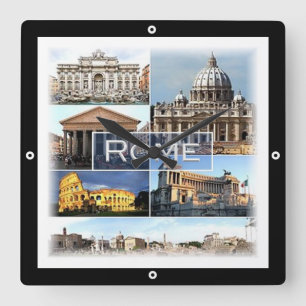 LZO002 ROME, Lazio, Italy, Square Wall Clock Quadratische Wanduhr