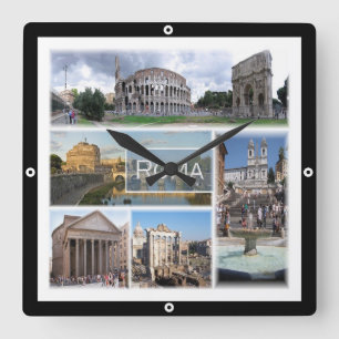 LZO006 ROM, Mosaik, Latium, Italien, Quadratische Wanduhr