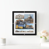 LZO010-Mosaik von ROM, Latium, Italien, Quadratische Wanduhr (Zuhause)