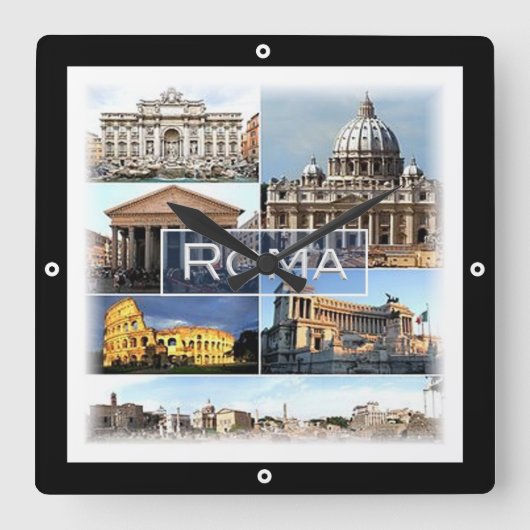 LZO010-Mosaik von ROM, Latium, Italien, Quadratische Wanduhr (Vorderseite)