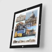 LZO010-Mosaik von ROM, Latium, Italien, Quadratische Wanduhr (Winkel)