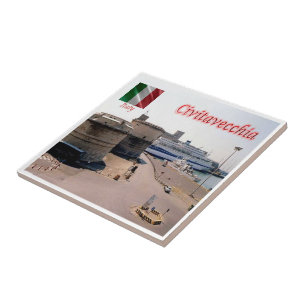 LZO014 CIVITAVECCHIA, Forte Michelangelo, Hafen, Fliese