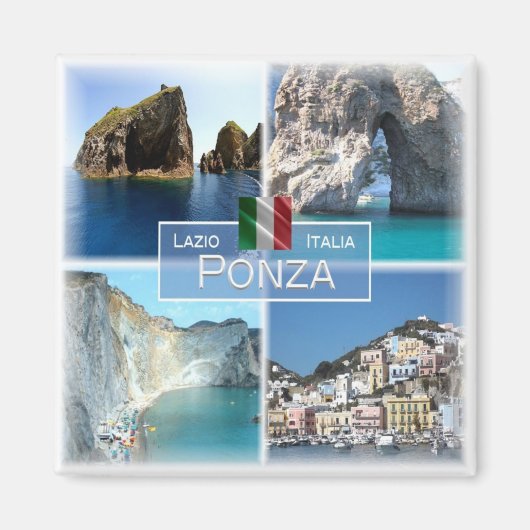 LZO018 PONZA - Mosaik - Latium - Italien - Kühlsch Magnet (Vorne)