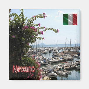 LZO024 NETTUNO Hafen, Latium, Italien, Kühlschrank Magnet