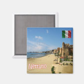 LZO027 NETTUNO Coast, Latium, Italien, Kühlschrank Magnet (Vorderseite/Rückseite)