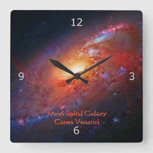 M106 Spiral Galaxy, Canes Venatici Quadratische Wanduhr
