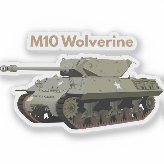 M10 Wolverine American WW2 Tank Destroyer Aufkleber (Vorderseite)