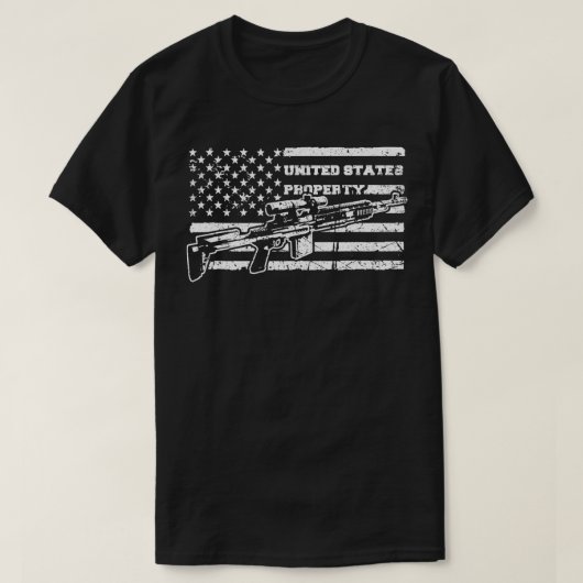 M14 EBR Verbessertes Kampfschiff störte US-Flagge T-Shirt (Design vorne)