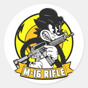 M16 RIFLE RETRO RUNDER AUFKLEBER