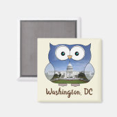 M190132 Chubby Owl | Washington DC i Souvenir Magnet (Vorderseite/Rückseite)