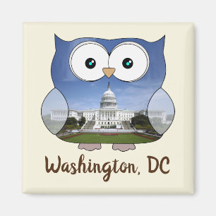 M190132 Chubby Owl  Washington DC i Souvenir Magnet