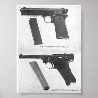 m1911 vs. Luger P08 Pistole Poster