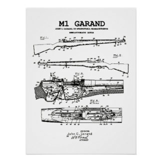 M1 Garand - World War 2 Weapon Blueprint Rifle Poster
