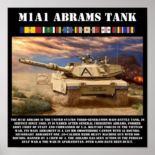 M1A1 Abrams Battle Tank Print Poster (Vorne)