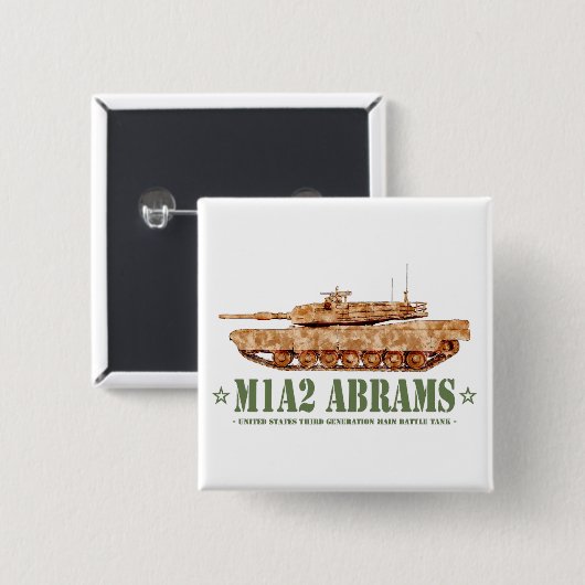 M1A2 Abrams US MBT Tank Desert Storm Veteran Button (Vorne & Hinten)