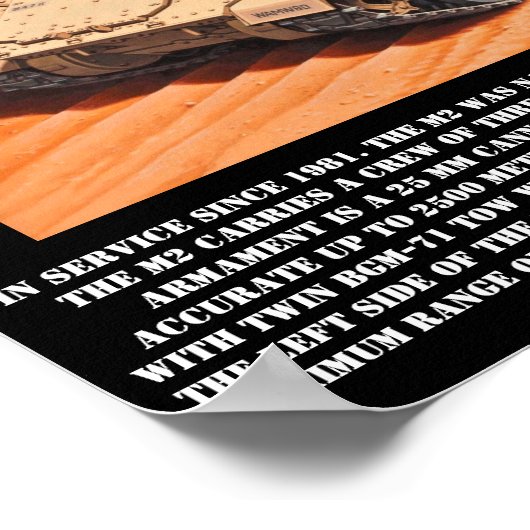 M2 Bradley Infanterie Fighting Vehicle Print Poster (Ecke)