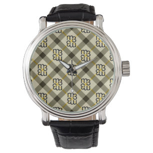 m3 KARIERTE Herrenuhr aus Edelstahl Armbanduhr