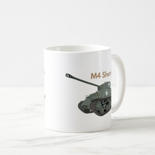 M4 Sherman American WW2 Tank Kaffeetasse (VorderseiteRechts)
