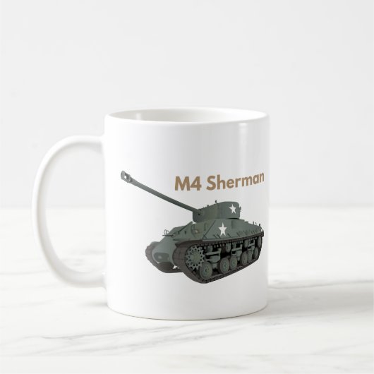 M4 Sherman American WW2 Tank Kaffeetasse (Links)