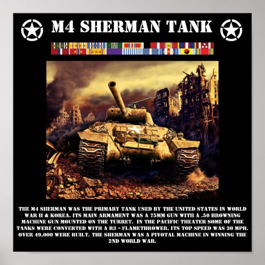 M4 Sherman Tank Print Poster (Vorne)