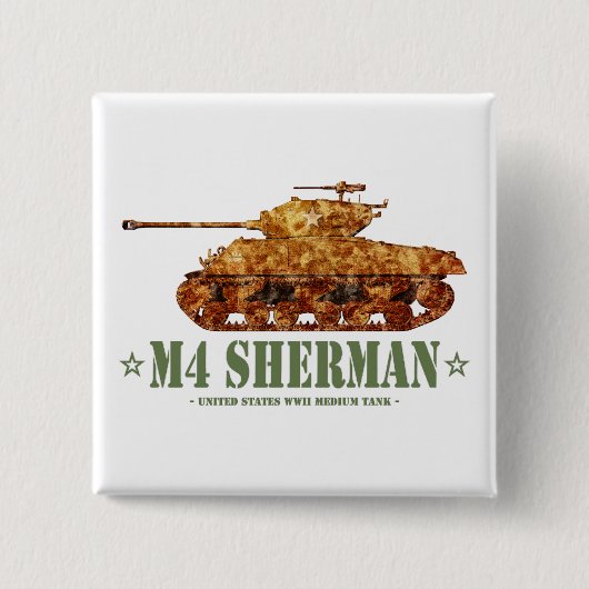 M4 Sherman Weltkrieg Zweiter Amerikanischer Mittel Button (Vorderseite)