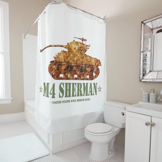 M4 Sherman Weltkrieg Zweiter Amerikanischer Mittel Duschvorhang (Beispiel)