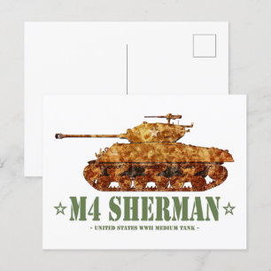 M4 Sherman Weltkrieg Zweiter Amerikanischer Mittel Postkarte